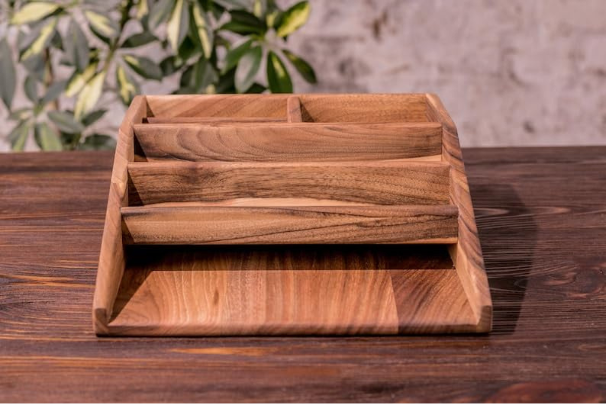 Carpentray Wooden Office Desk Organizer Tary