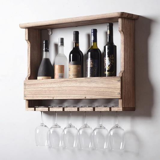 Carpentray Vintage Rustic Wooden Wine Rack, Wine Bottle Storage Organizer Wall-Mounted Wine Rack Wine Shelves for Home Kitchen Bar Cabinets