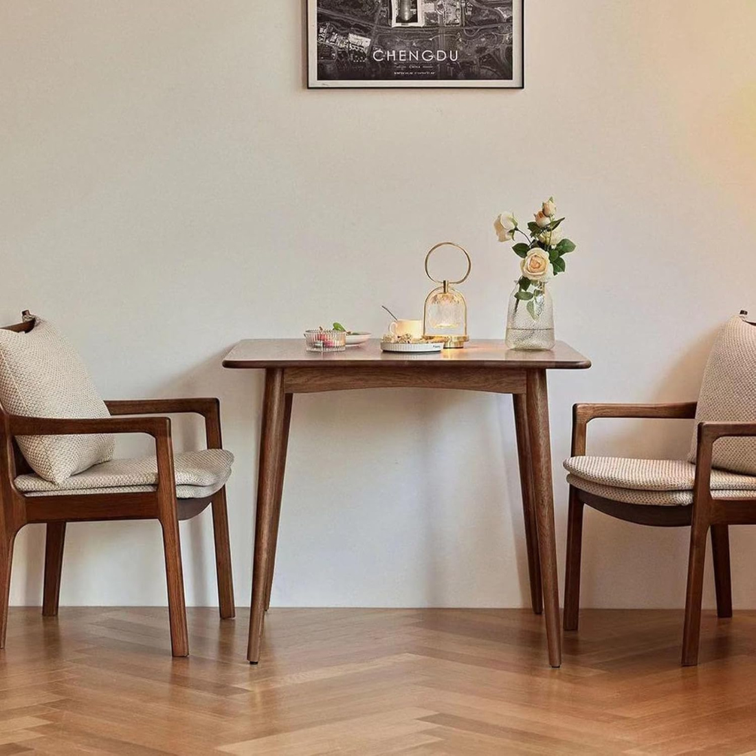 carpentray 30" inch square dining table for home, space saving mid century modern dining table for kitchen and dining room30" x 30" x 30" (natural)