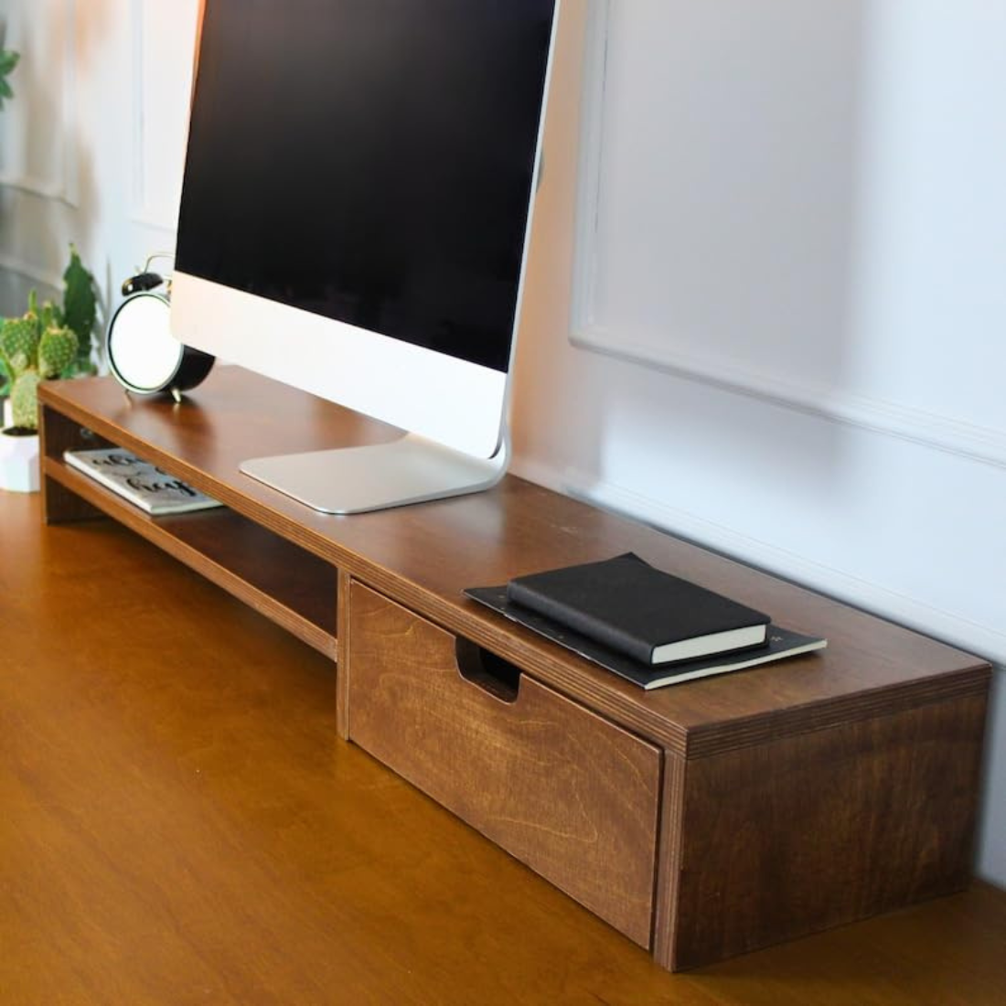 Carpentray Wooden Computer Monitor Stand (1 Drawer)