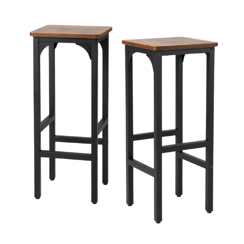 carpentray industrial bar stools set of 1, 28-inch counter height bar chairs with footrest, adjustable feet, wood frame, backless counter height barstools for kitchen island dining room, rustic brown