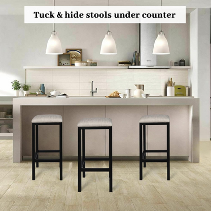 carpentray bar stools, set of 1 breakfast stools, footrest, industrial, for dining room kitchen counter bar counter height stools