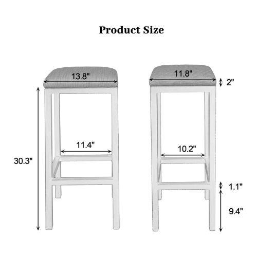 Carpentray Bar Stools, Set of 1 Breakfast Stools, Footrest, Industrial, for Dining Room Kitchen Counter Bar Counter Height Stools