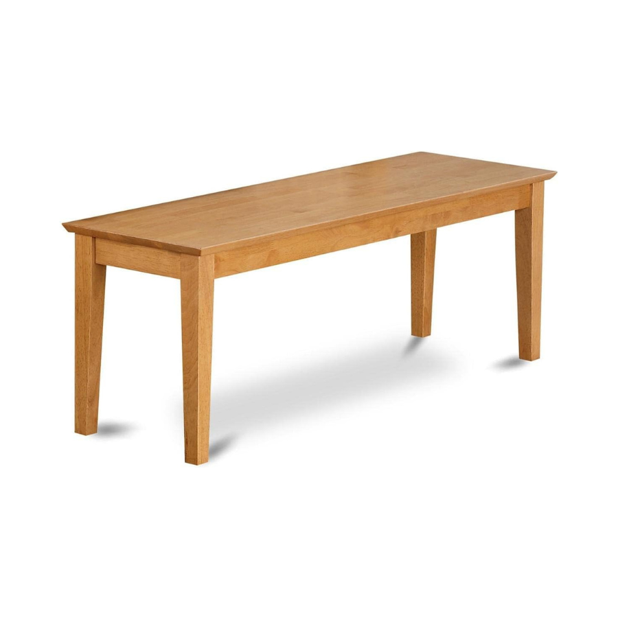 carpentray dining room bench with wood seat, 51x15x18 inch, oak
