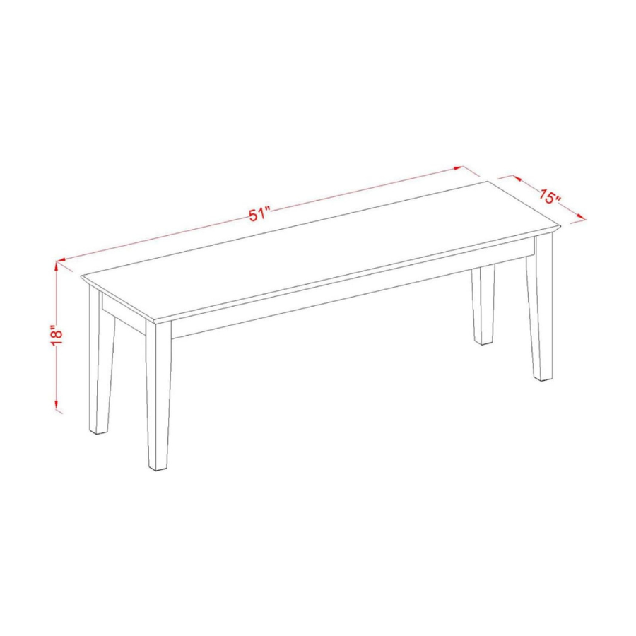 Carpentray Dining Room Bench with Wood Seat, 51x15x18 Inch, Oak