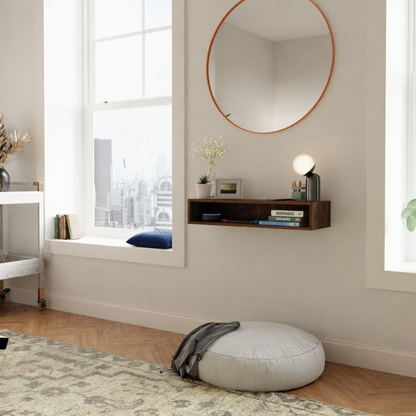 carpentray 100cm long floating entryway console table built in solid sheesham wood