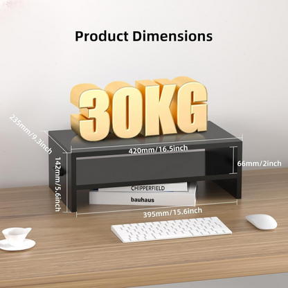 monitor stand riser, desktop stand, computer stand, ergonomic design, two-level design, desktop organization, keyboard smartphone storage, printer stand