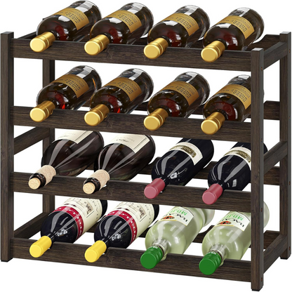 carpentray wine rack storage, 4 tier wine racks countertop, wine rack freestanding floor wine holder cabinet for kitchen, bar, pantry, wine cellar, basement,study (16.85 l x 9.25w x 17.24h)