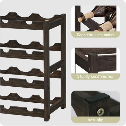 carpentray wine rack storage, 4 tier wine racks countertop, wine rack freestanding floor wine holder cabinet for kitchen, bar, pantry, wine cellar, basement,study (16.85 l x 9.25w x 17.24h)