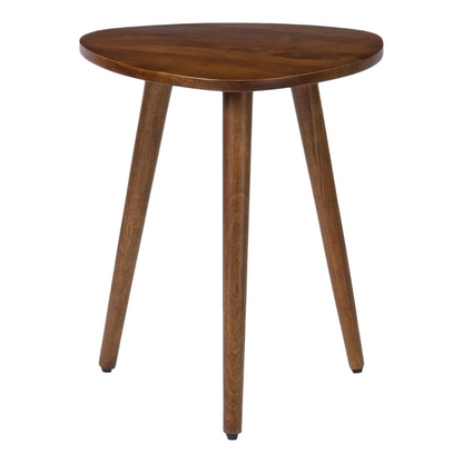 carpentray tri pin side table i handmade natural mango wood, naturally moisture resistant, maintenance free i 16" x 16" x 18" i tora, walnut