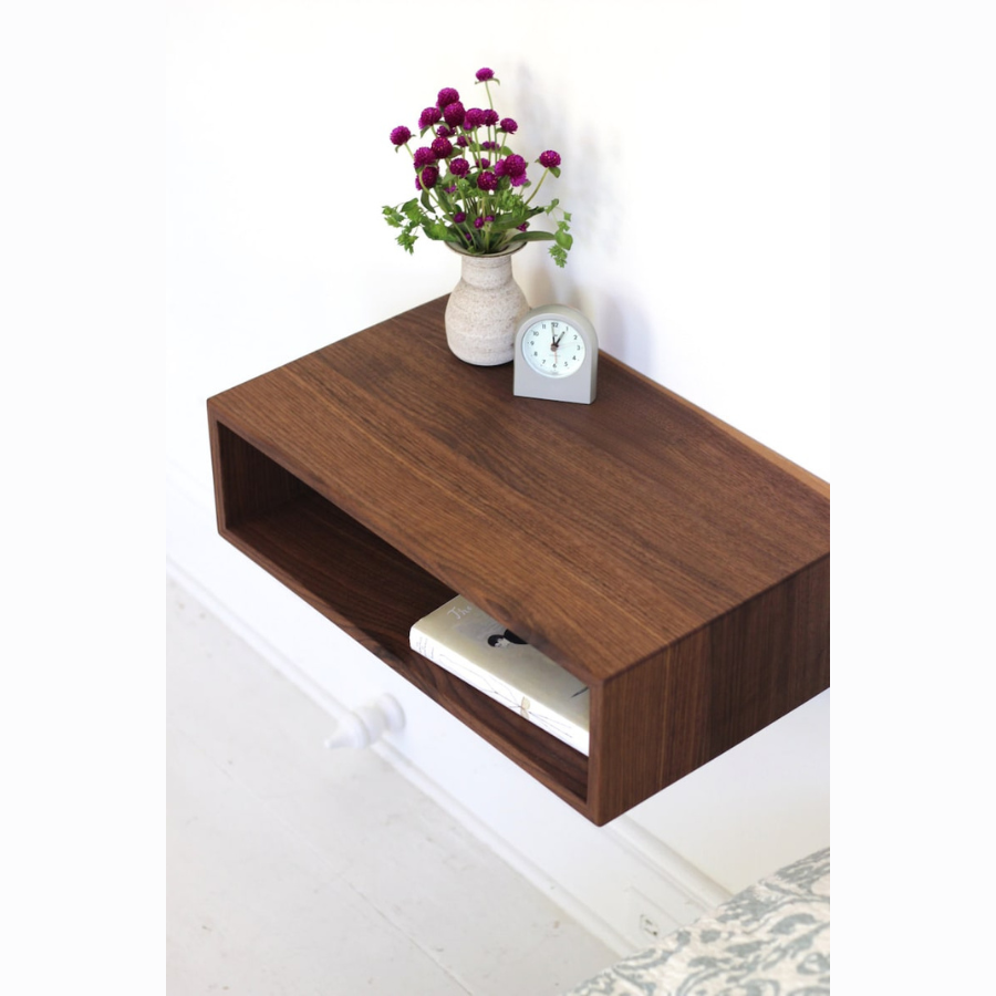 Carpentray Floating Nightstand Handmade in Solid Walnut
