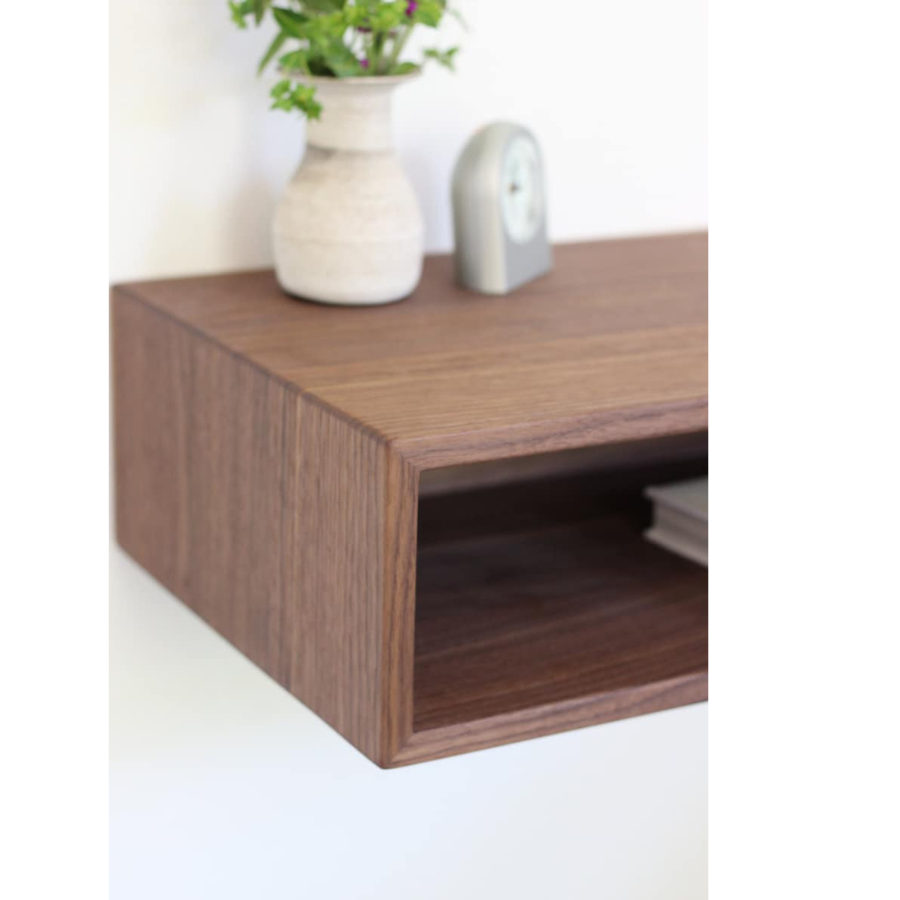 Carpentray Floating Nightstand Handmade in Solid Walnut