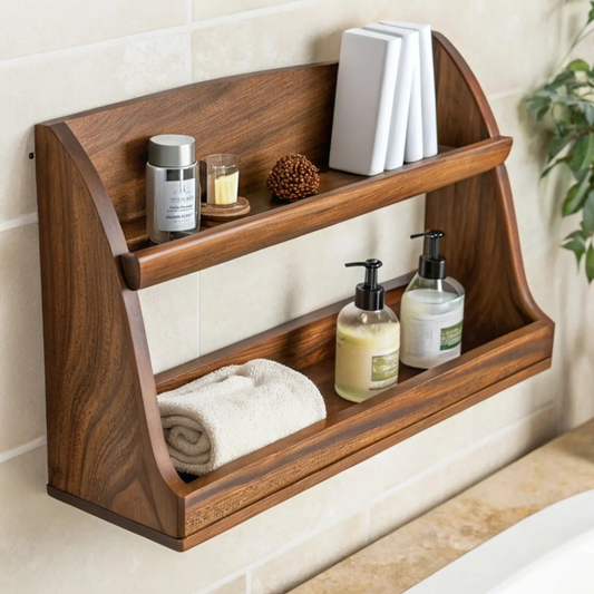 Carpentray Handcraft Wooden Decorative Bathroom/Kitchen Rack/Shelf-Rustic/Wall Shelf & Elegant Centepiece For Bathroom & Kitchen (38 X 27 X 15 )