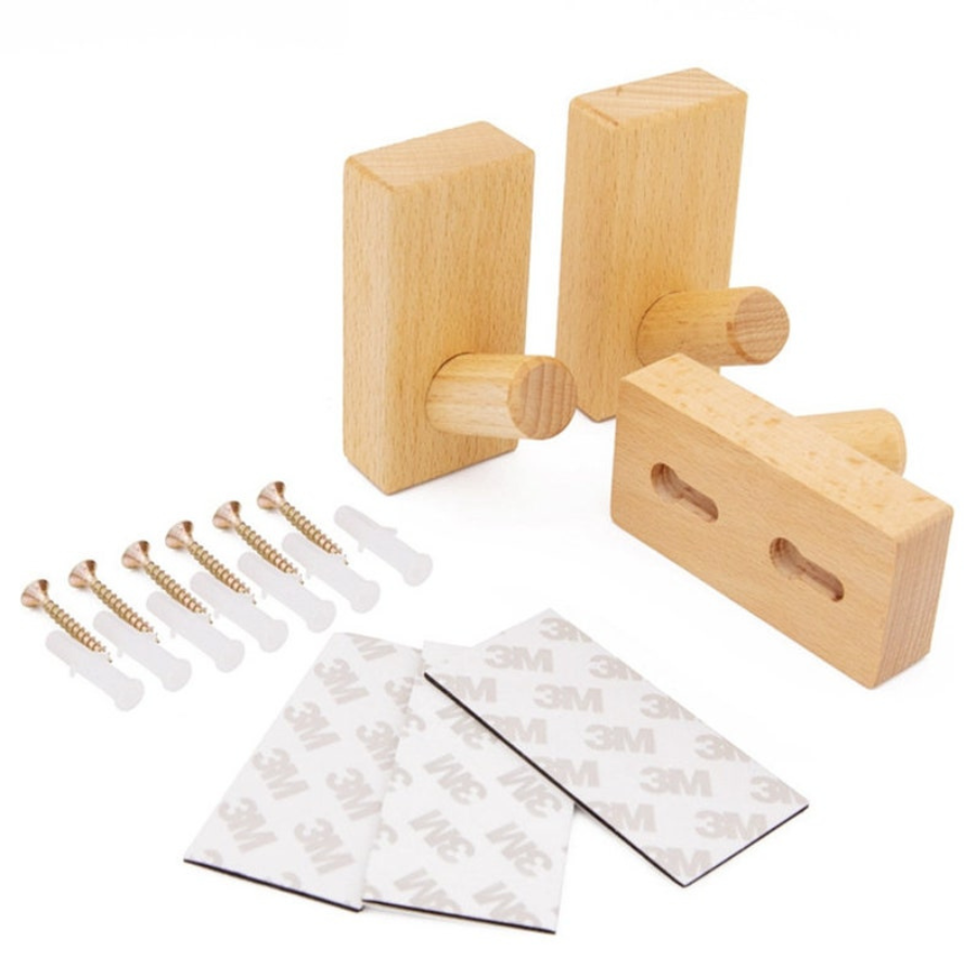 modern carpentray wooden wall mounted hook coat bag towel hanger hooks beech hat towel hanger hooks( set of 4)