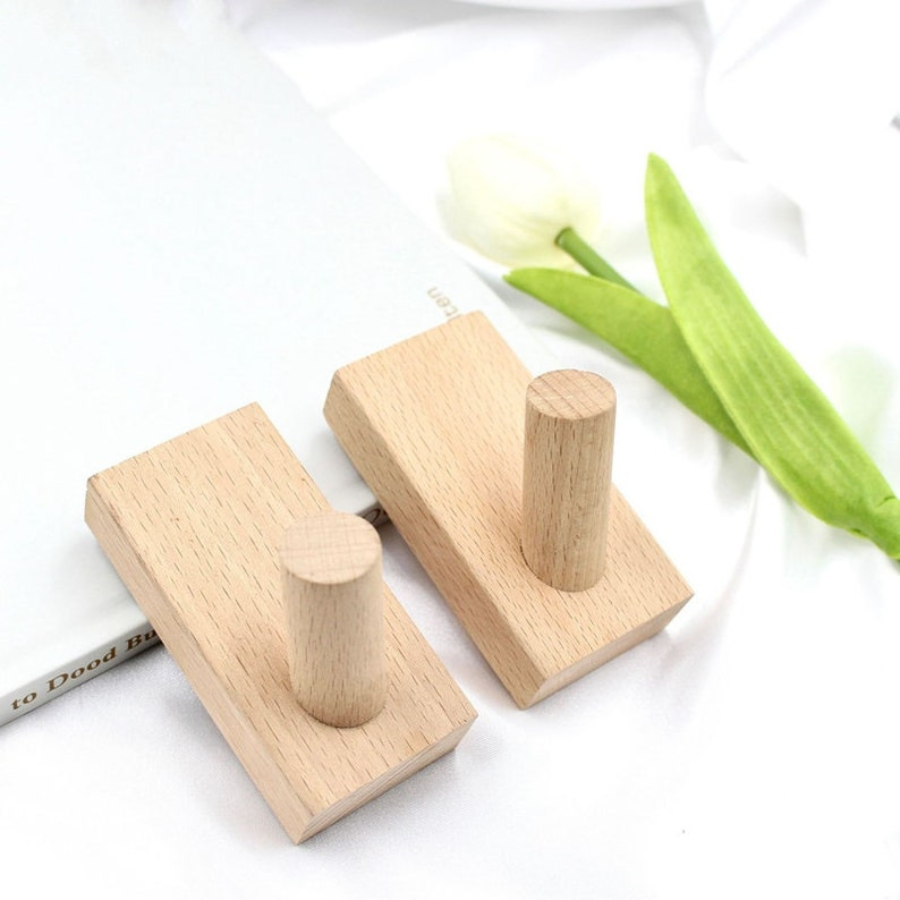 modern carpentray wooden wall mounted hook coat bag towel hanger hooks beech hat towel hanger hooks( set of 4)