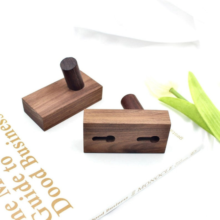 modern wooden wall mounted hooks walnut coat plants towel hanger hooks hat towel hanger hooks (set of 4)