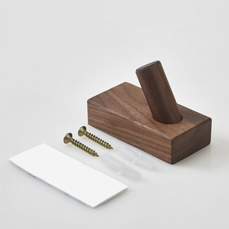 Modern Wooden Wall Mounted Hooks Walnut Coat Plants Towel Hanger Hooks Hat Towel Hanger Hooks (Set Of 4)