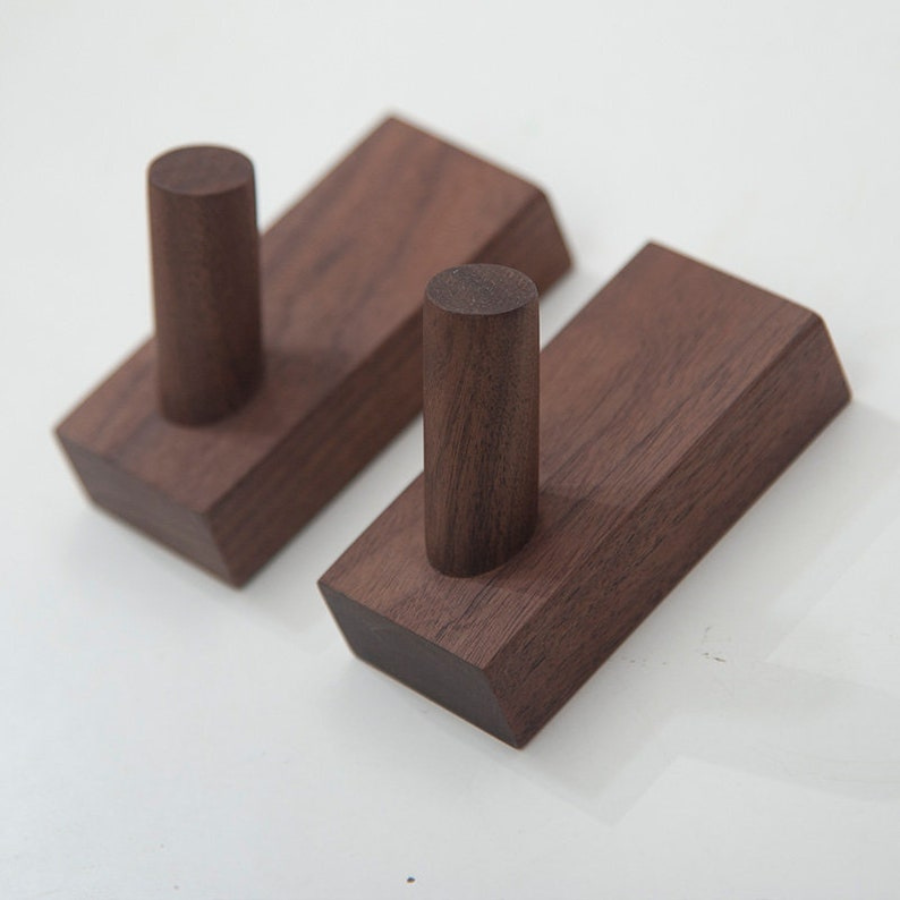 modern wooden wall mounted hooks walnut coat plants towel hanger hooks hat towel hanger hooks (set of 4)