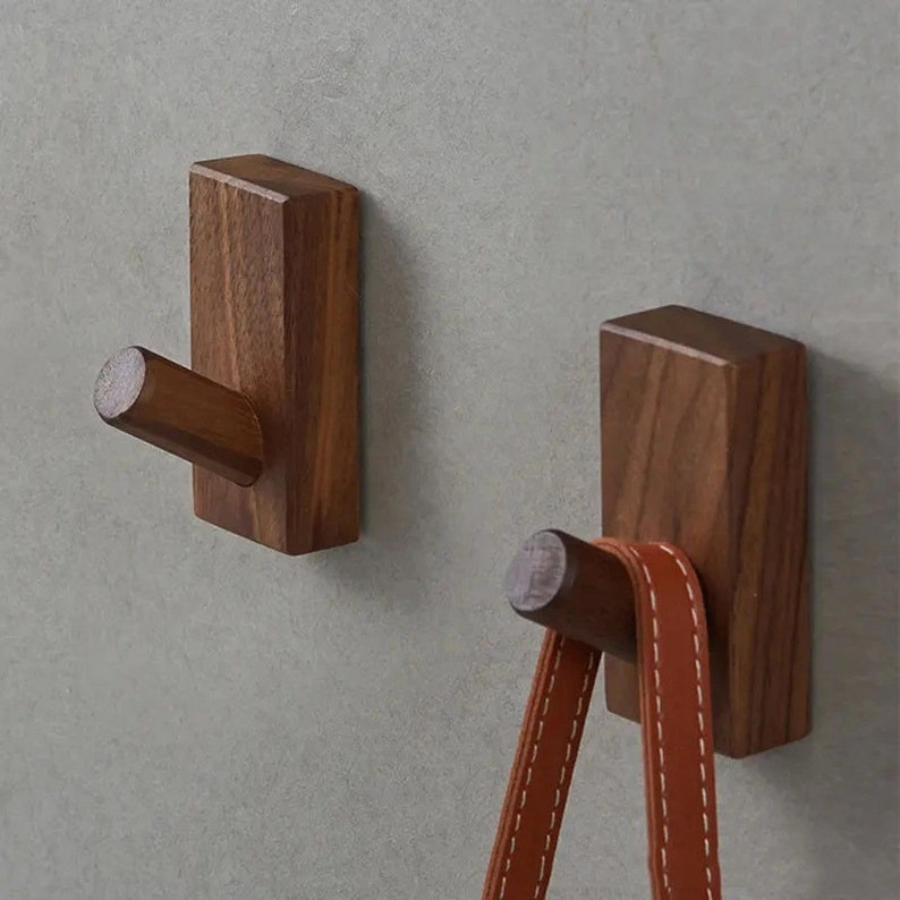 modern wooden wall mounted hooks walnut coat plants towel hanger hooks hat towel hanger hooks (set of 4)