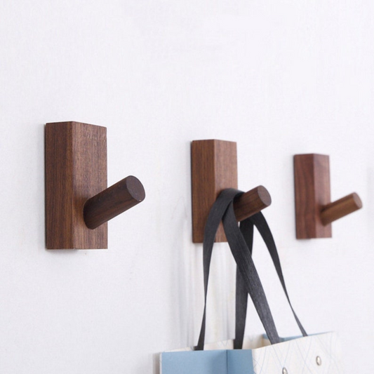 Modern Wooden Wall Mounted Hooks Walnut Coat Plants Towel Hanger Hooks Hat Towel Hanger Hooks (Set Of 4)