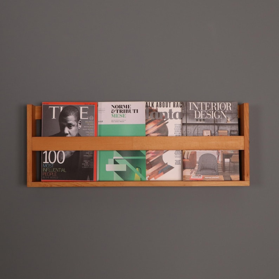 carpentray wall mountable magazine holder, wooden shelves for wall, magazine holder wall, wood magazine rack