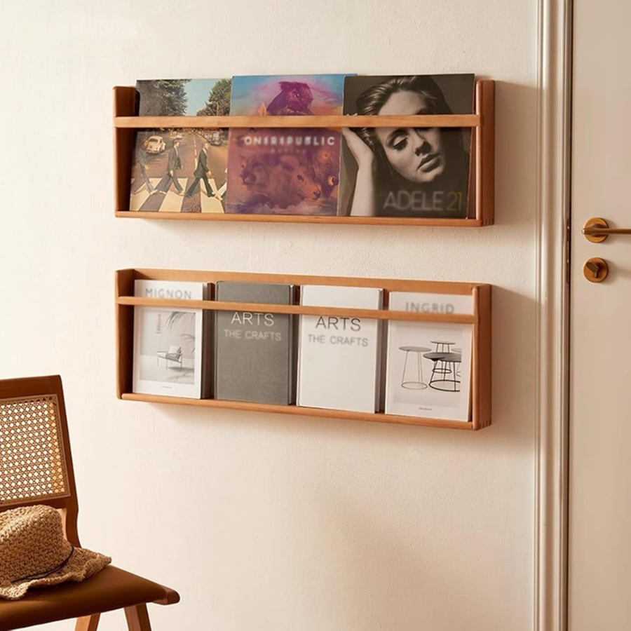 carpentray display rack magazine rack home office magazine rack/brochure holder wall, 3 tier wooden bookshelf booklet display stand, living room bedroom storage organizer ( size : 90x30x7cm/35.4x11.8x2.8inch )
