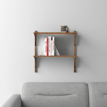 2 piece poplar tiered shelf boxy wooden wall shelf, home decor items wall mounted book shelf shelves for living room, kitchen