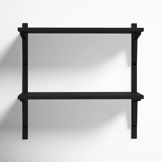 2 Piece Poplar Tiered Shelf Boxy Wooden Wall Shelf, Home Decor Items Wall Mounted Book Shelf
