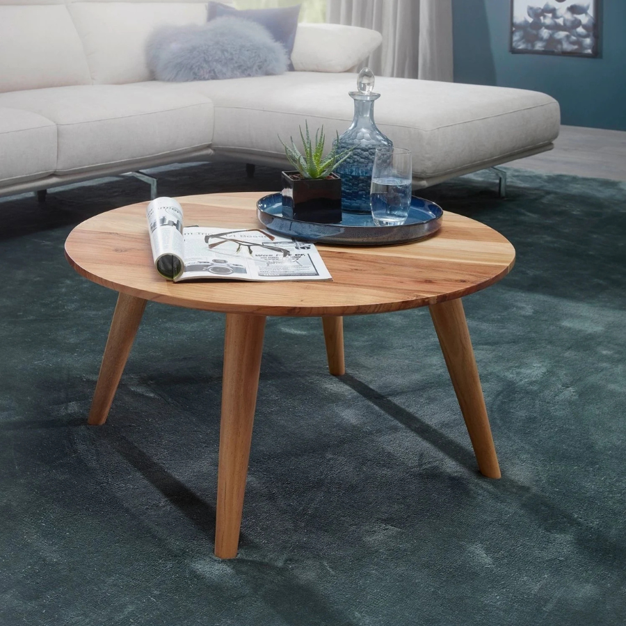 carpentray solid wood center table with 4 stable round legs
