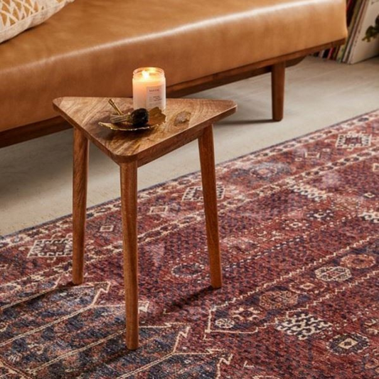 Carpentray Solid Wood Triangle Side Table Cum Stool