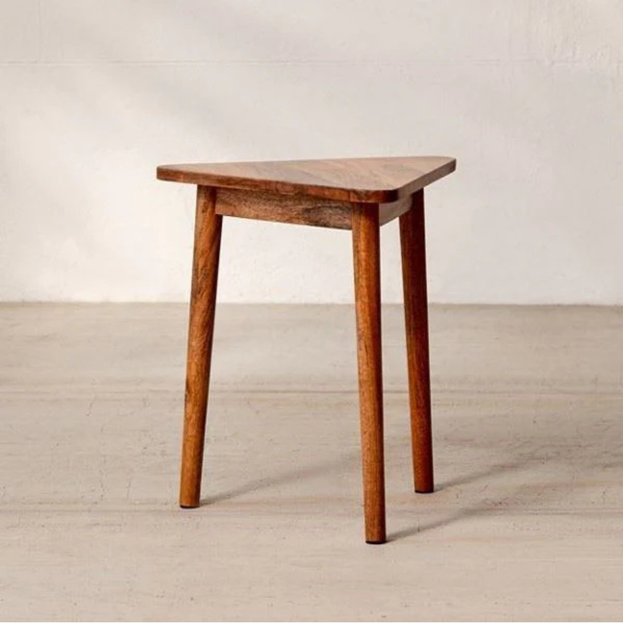 carpentray solid wood triangle side table cum stool