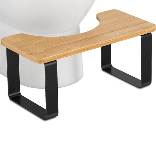 Carpentray Metal with Wood Squatting Toilet Stool, 7 Inch Bathroom Poop Stool for Adults