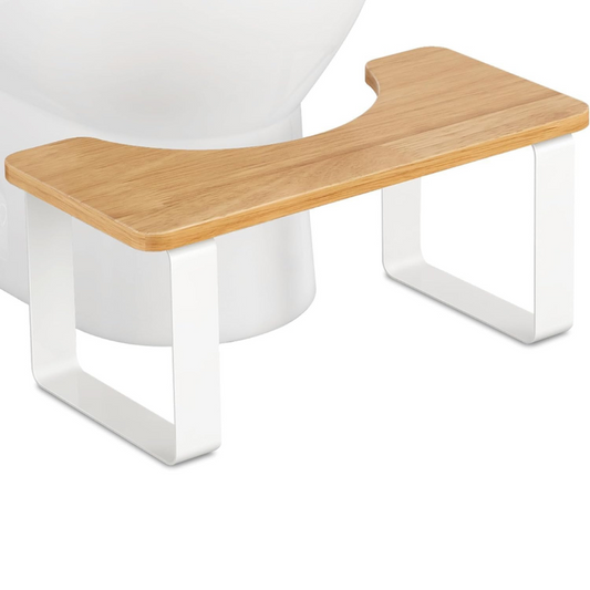 Carpentray Metal with Wood Squatting Toilet Stool, 7 Inch Bathroom Poop Stool for Adults