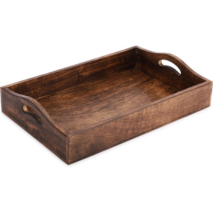 carpentray  wooden rectangular serving tray with handles 15x10 inch solid plain design handmade mango wood platter