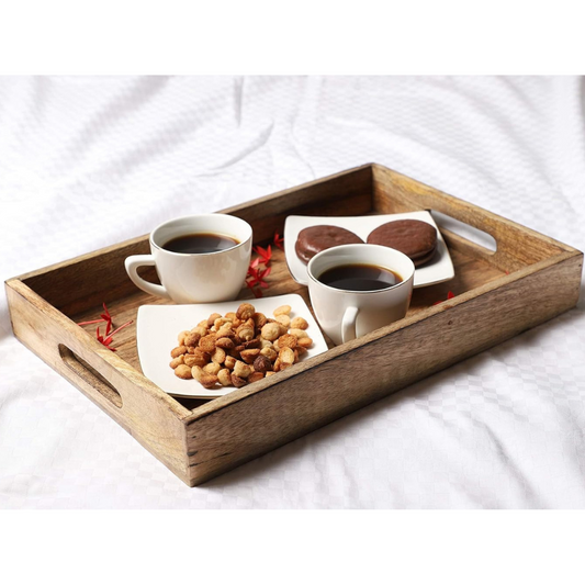 Carpentray Classic Wooden Tray – Medium 15" Serving Tray for Kitchen, Dining, and Home Use