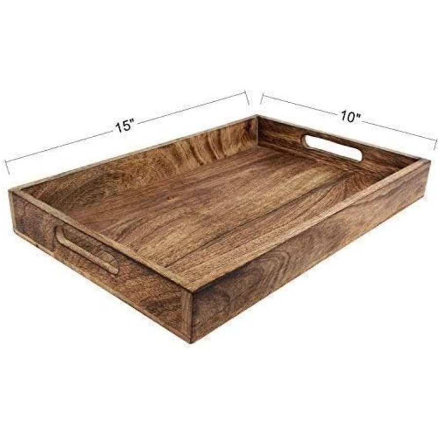 carpentray classic wooden tray – medium 15" serving tray for kitchen, dining, and home use