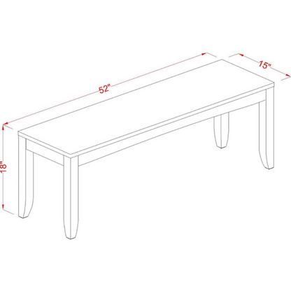 carpentray dining bench with wood seat, 52x15x18 inch