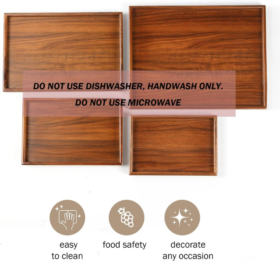 Carpentray Rectangular Wooden Tray 16"-100% Natural Walnut Wood Serving Platter