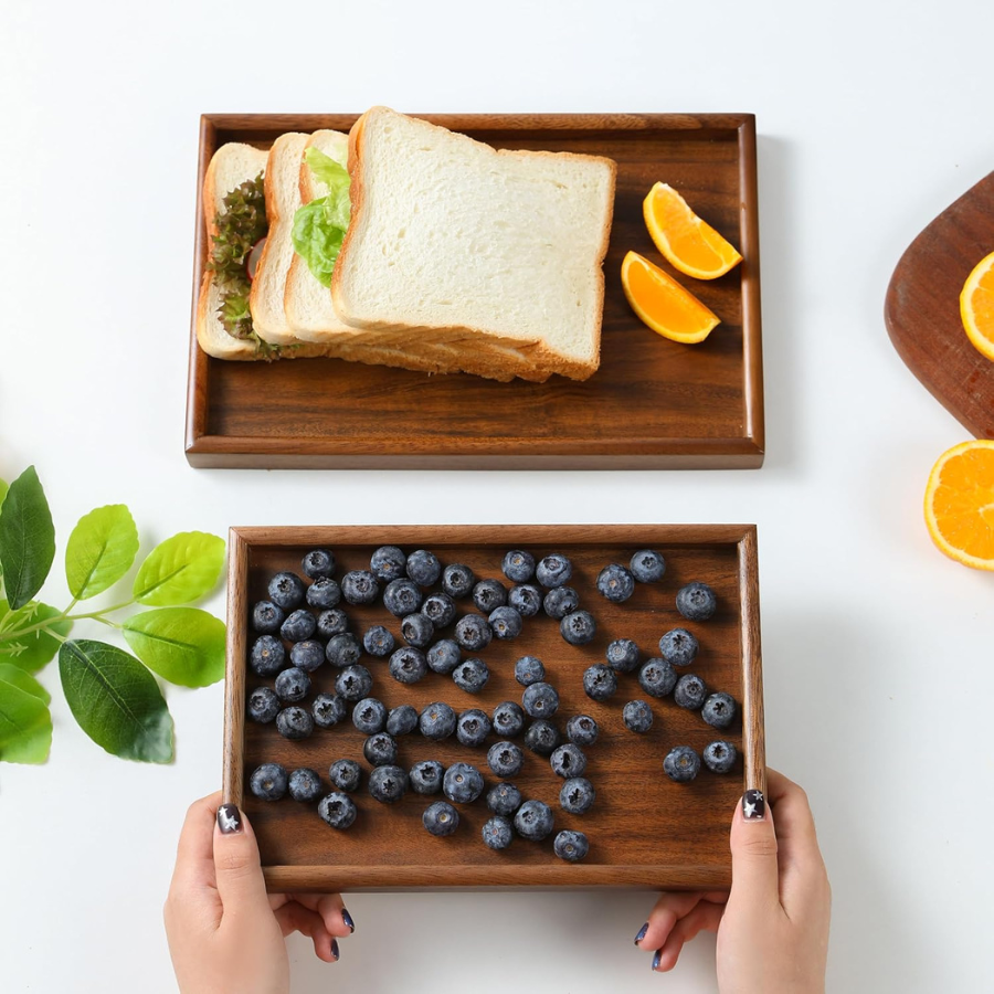 carpentray premium dining rectangular wooden tray 10"-100% natural walnut wood serving platter
