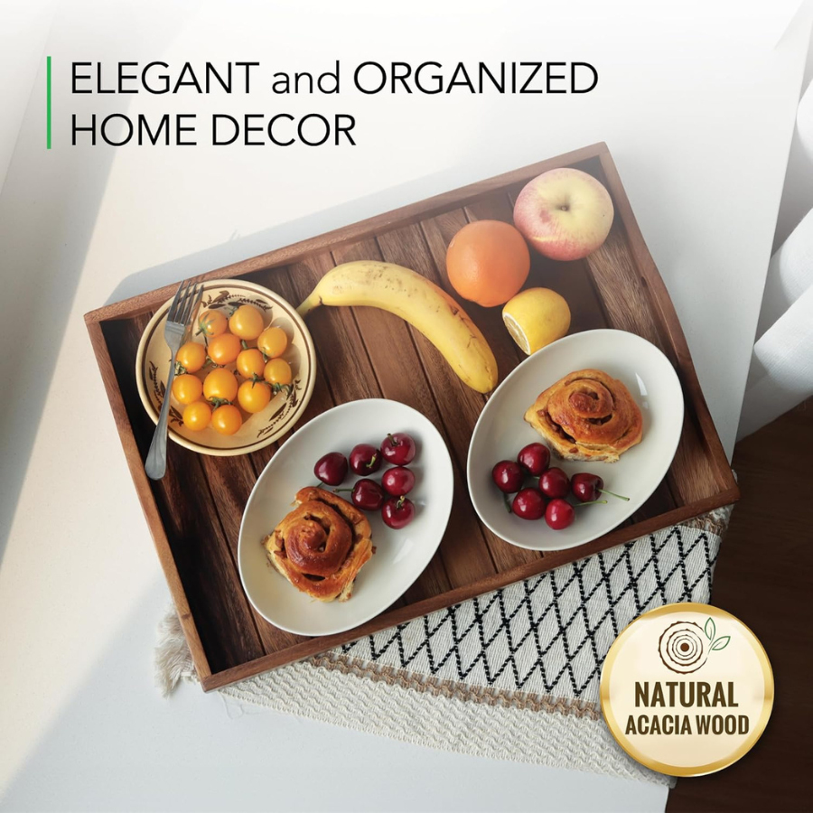 carpentray wooden serving tray with handles 15 x 12 inch (color natural)