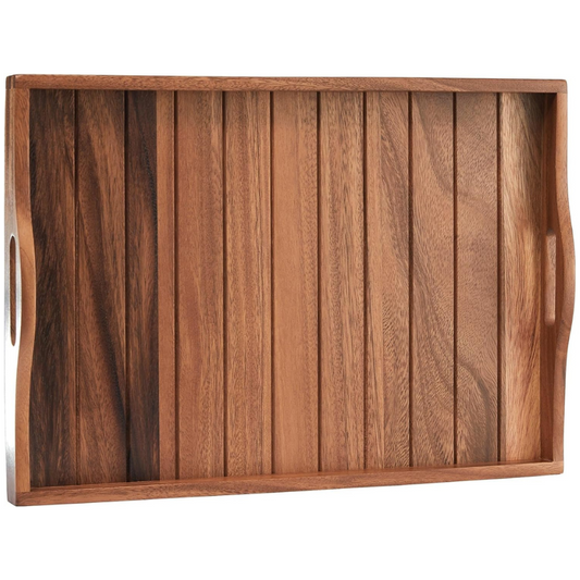 Carpentray Wooden Serving Tray with Handles 20 x 14 inch (Color Natural)