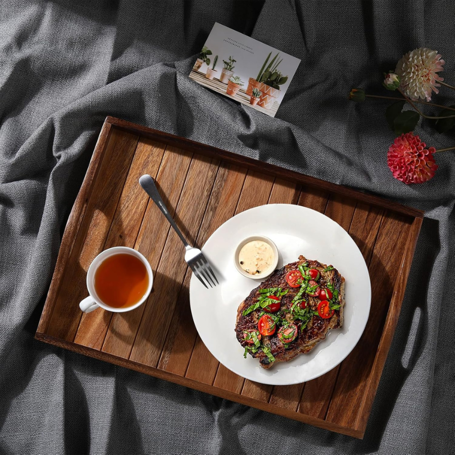 carpentray wooden serving tray with handles 15 x 12 inch (color natural)