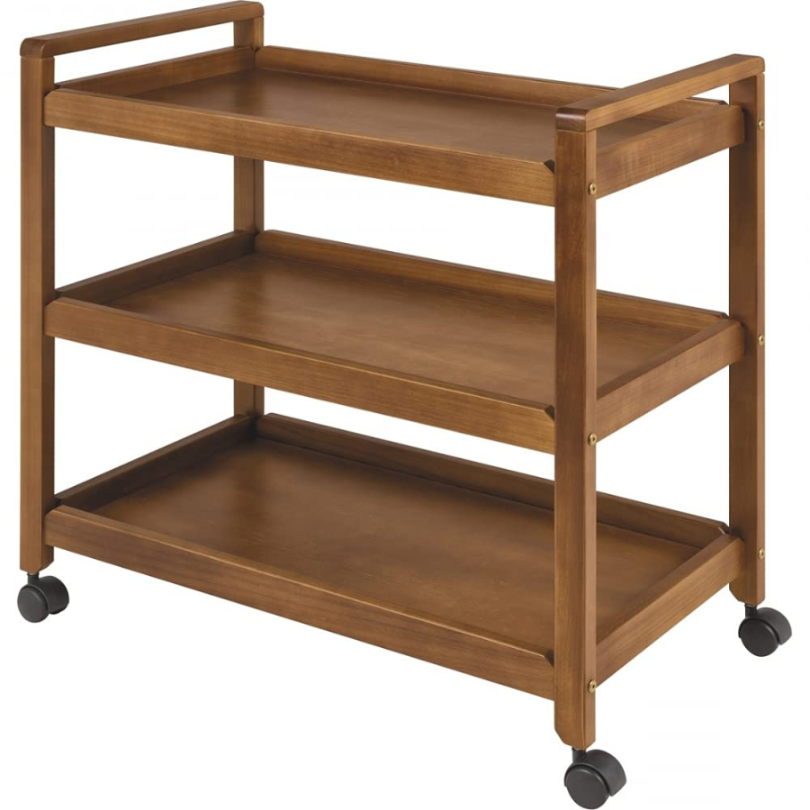 carpentray kitchen serving trolley with wheel, solid wood kitchen  3 tier/4 tier storage rack