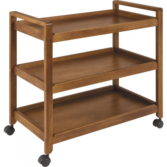 Carpentray Kitchen Serving Trolley with Wheel, Solid Wood Kitchen  3 Tier/4 Tier Storage Rack