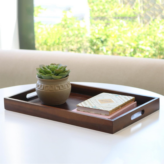 Carpentray Wood Serving Tray with Handles, Rustic Wooden Serving Platter