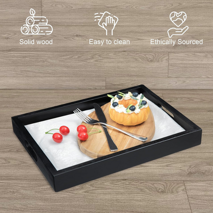 carpentray wood serving tray set (2 sizes: 15x11 & 13.6x9.6 inch)