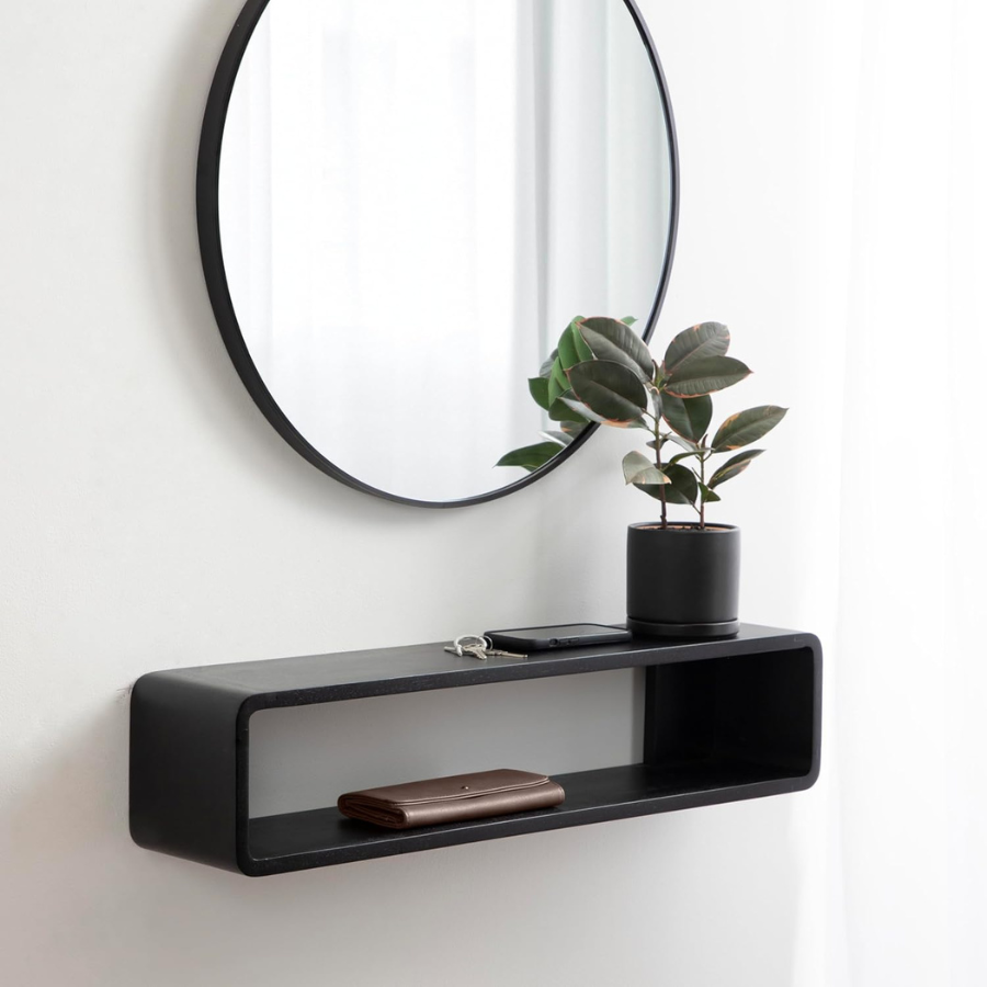 carpentray modern wood floating console table, 30 x 7 x 7, black