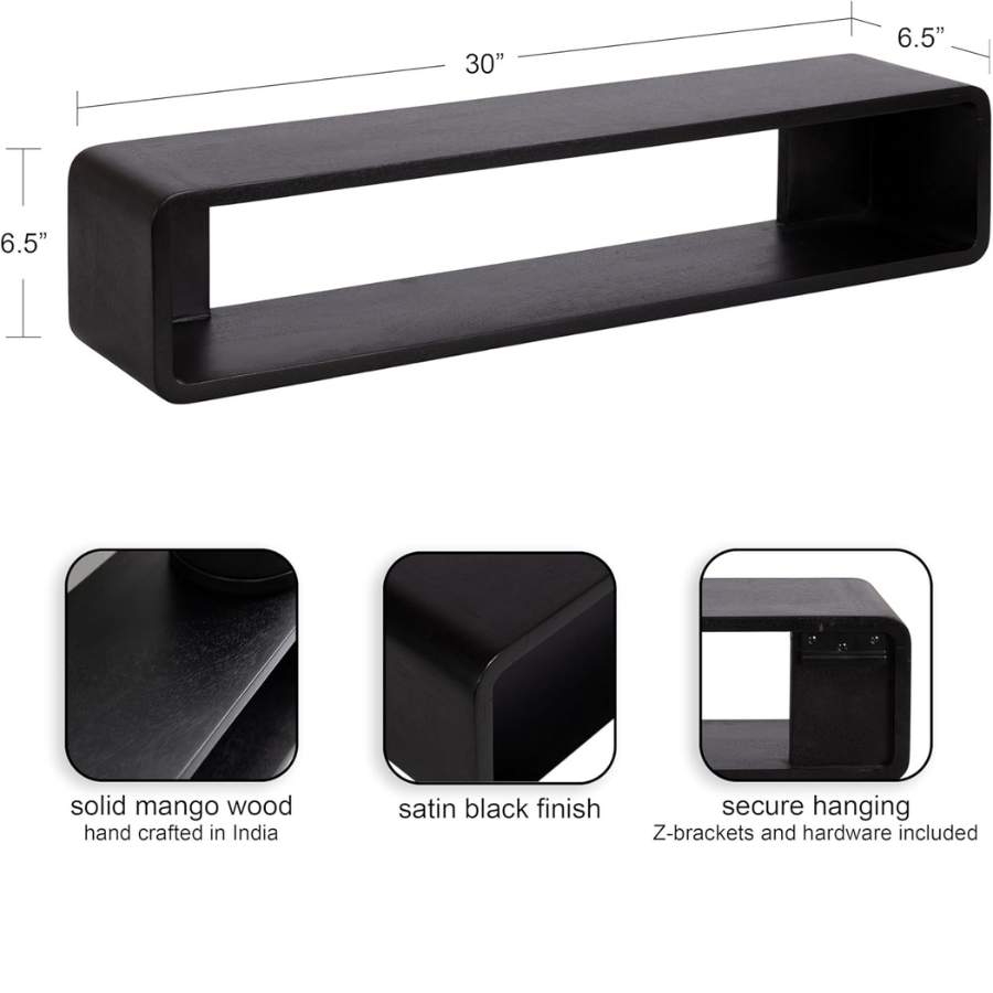 carpentray modern wood floating console table, 30 x 7 x 7, black