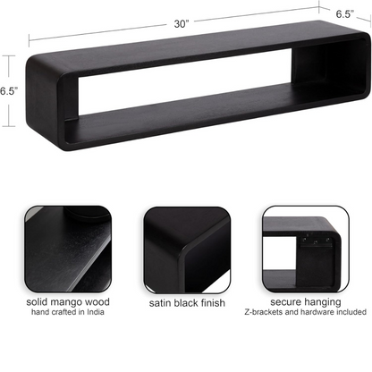 carpentray modern wood floating console table, 30 x 7 x 7, black