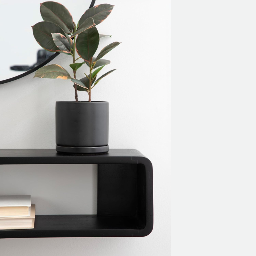 carpentray modern wood floating console table, 30 x 7 x 7, black